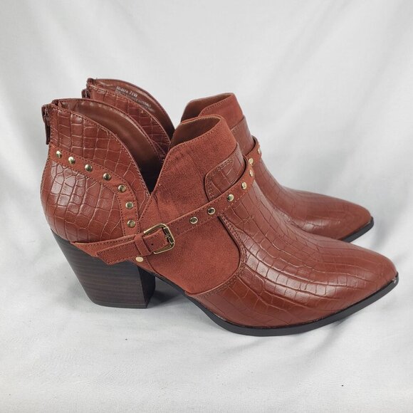Bella Vita Shoes - Bella Vita Women's Brown Elody II Ankle Booties Studded Pointed Toe Size 7.5W